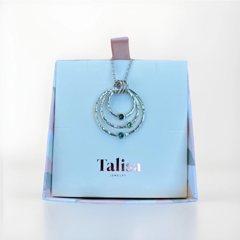NWOT! Talisa Spheres of Love Birthstone Necklace Hammered Sterling Silver